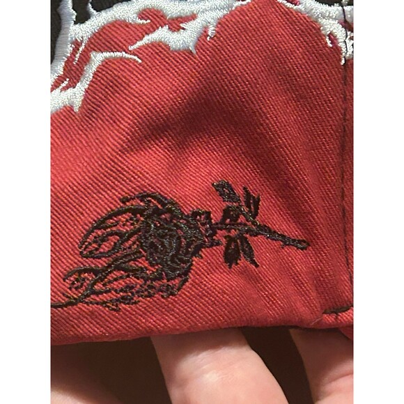 Civil Regime Trucker Hat Black Red Flame Rose Embroidered Cap NWT - Picture 4 of 6